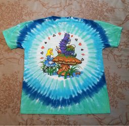 Liquid Blue Alice In Wonderland Who Are You? 2000s Graphic Tie Dye Tee Shirt 2XL