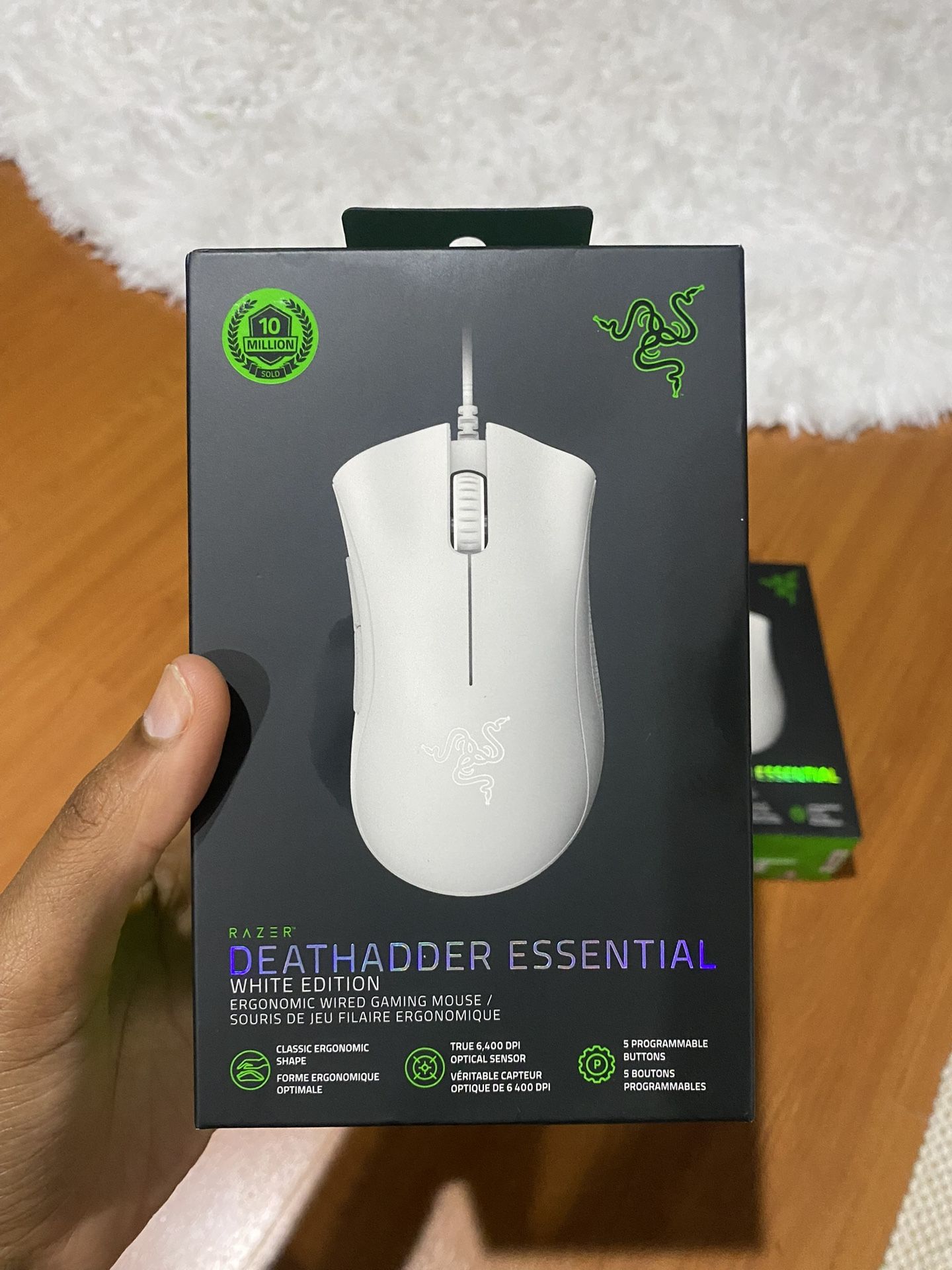 Razer DeathAdder Essential Gaming Mouse: 6400 DPI Optical Sensor White Edition