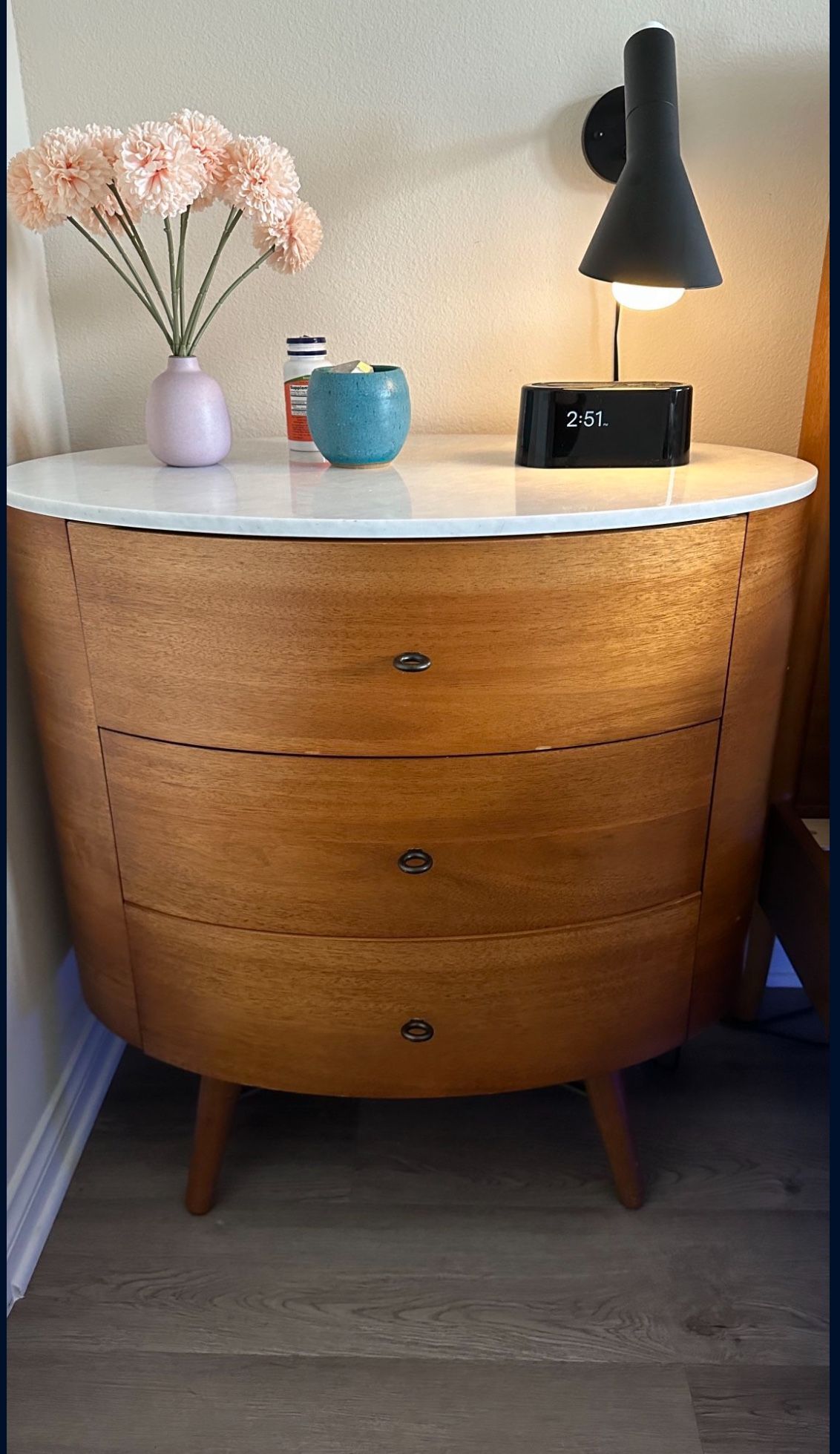 West elm penelope 3 drawer bedside table discount