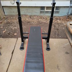 FOLDING ADJUSTABLE WEIGHT BENCH WITH BARBELL RACK