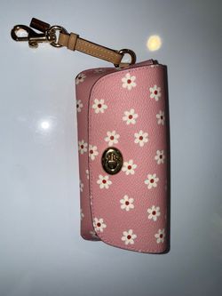 Coach Pink Daisy Print Small Wallet Wristlet