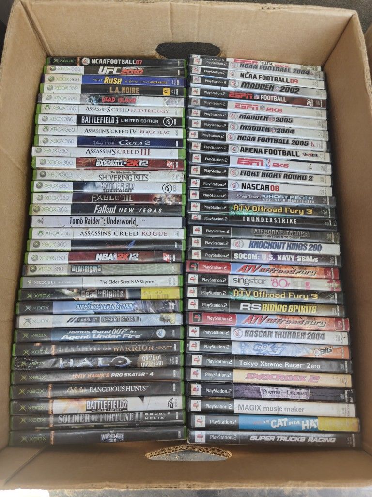 Whole Box of Xbox and PlayStation Video Games