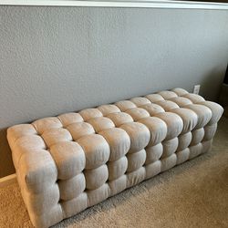 Linen Upholstered Bedroom Bench 