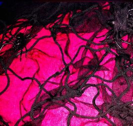 Halloween Black Spider Web Spiders Hanging Tent Cloth Tablecloth Spooky Decoration