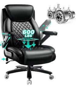 600lbs Big and Tall Office Chair with Pocket Spring Cushion, Ergonomic Heavy Duty Executive Office Desk Chair with Adjustable Lumbar Support