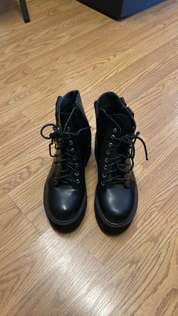 Black Lace-Up Combat Ankle Boots- size 4