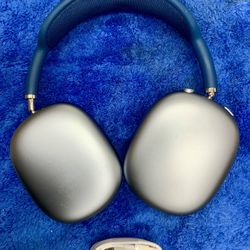 Apple AirPods Max Blue A2096 Headphones Earphones Bluetooth Wireless Over The Ear Headband Noise Cancellation Music Audio Sound Podcast 