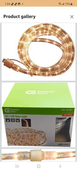 Commercial Electric Outdoor/Indoor 40 ft. Line Voltage (120-Volt) Soft White Flexible Integrated LED Rope Light