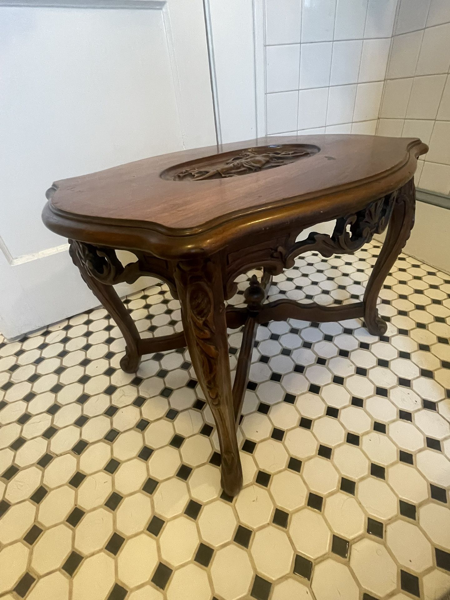 Antique Carved Table With Mermaid