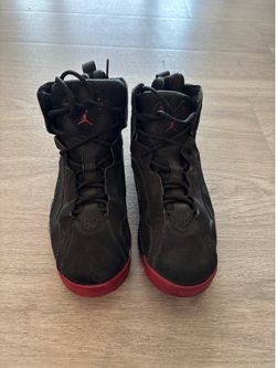 Black/Red Jordan True Flight High Top Sneakers