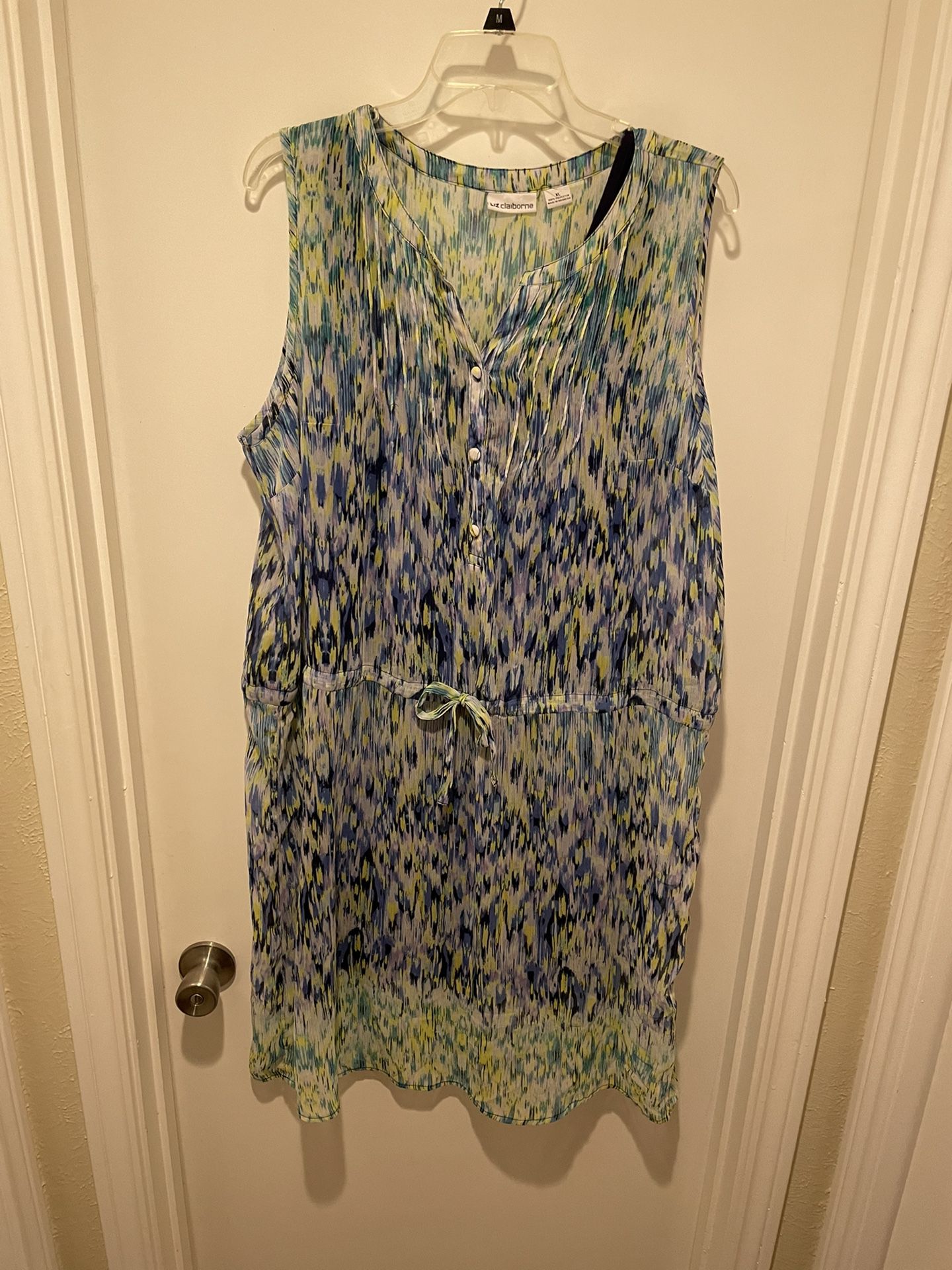 Liz Claiborne Yellow & Navy Floral Print Dress Size XL
