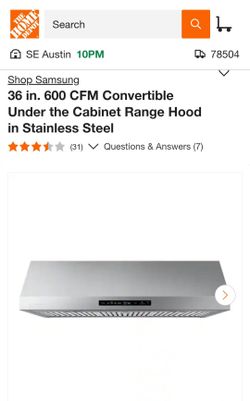 36 in. 390 CFM (600 CFM Optional) Convertible Under the Cabinet Range Hood in Black Stainless Steel