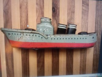 ORIGINAL 1960's DESTROYER TOY WARSHIP WITH  CANNONS