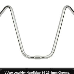 NEW 16" TALL CHROME V BICYCLE HANDLEBARS, 25.4 MM AT CENTER