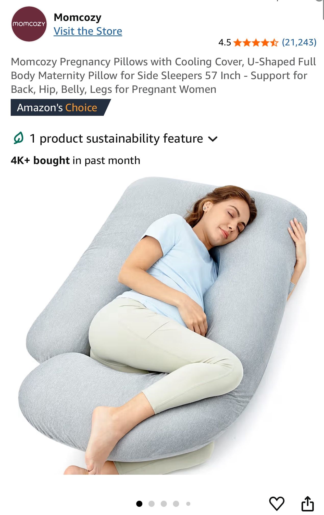 Momcozy Pregnancy Pillow With Removable Cover