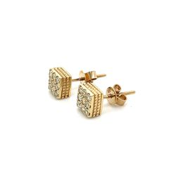10kt Gold Diamond Square Earrings 9 Diamonds 2.00grams 163617 1