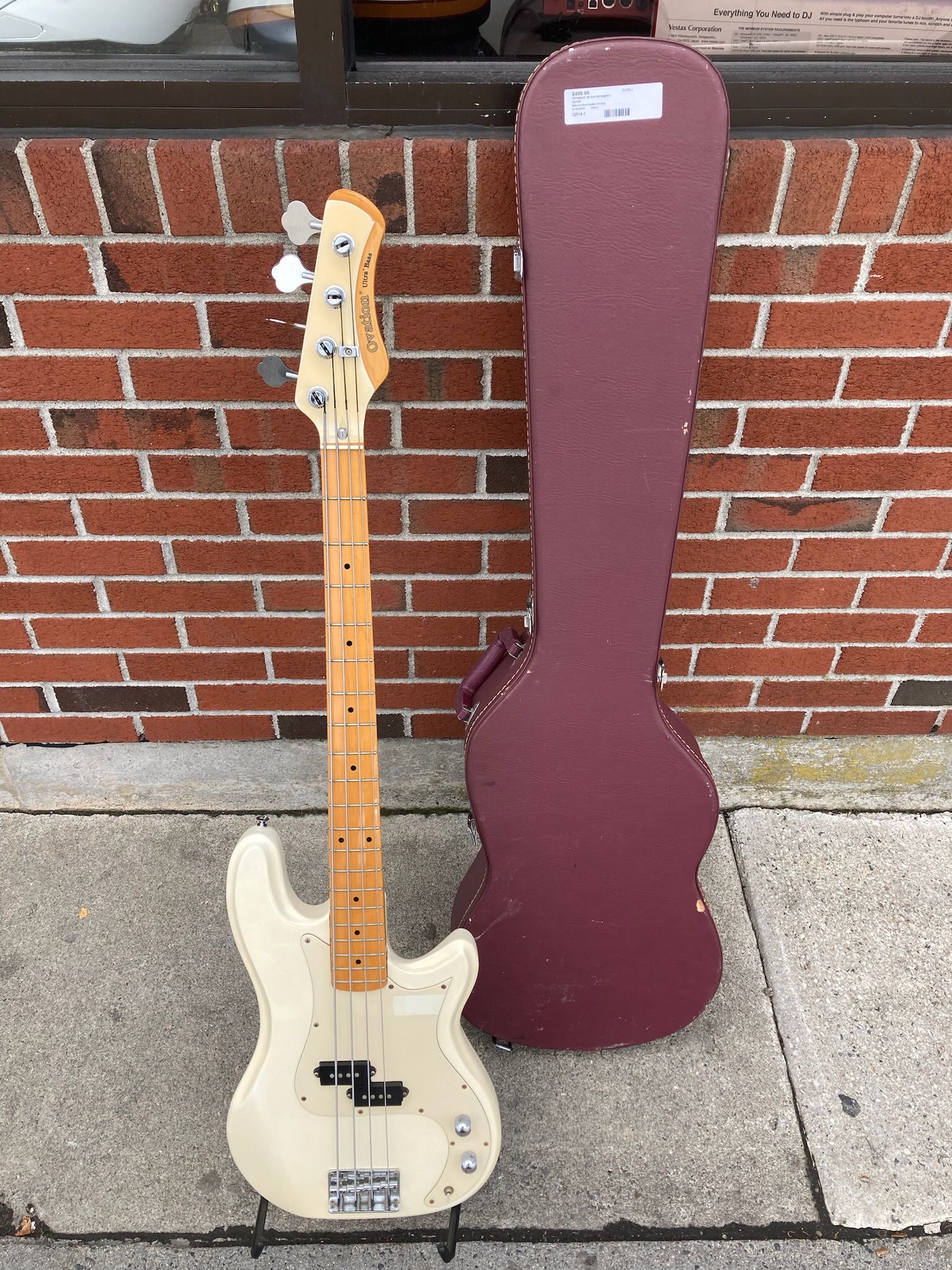 Ovation Ultra Bass Electric Guitar, White With Case