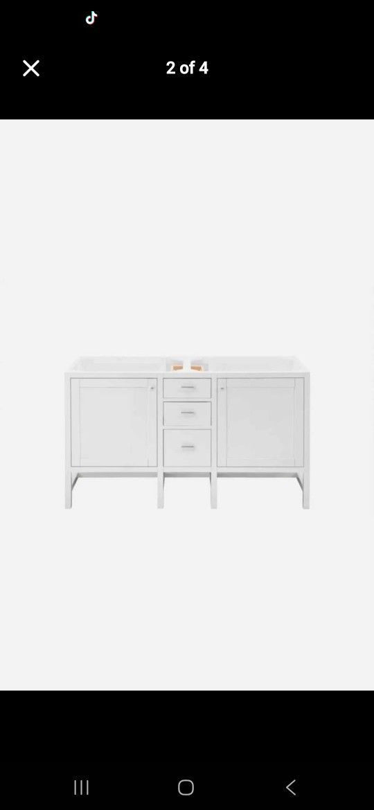 James Martin 60" Double Vanity Cabinet Glossy White