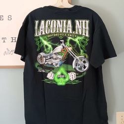 Y2k laconia motorcycle rally 2007 graphic print biker tshirt. Gildan Mens size large. 