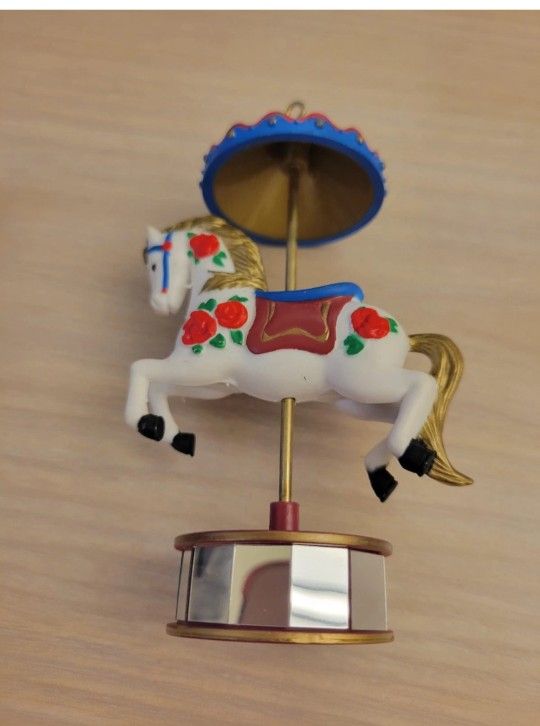 Vintage Christmas Small Horse Carousel Ornament Made by Noma