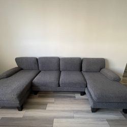 Grey U-Shaped Couch