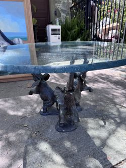 Elephant Base Glass Coffee Table – Unique Sculptural Accent Table