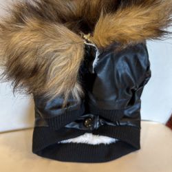 Black Faux Jacket For A Small Puppy 