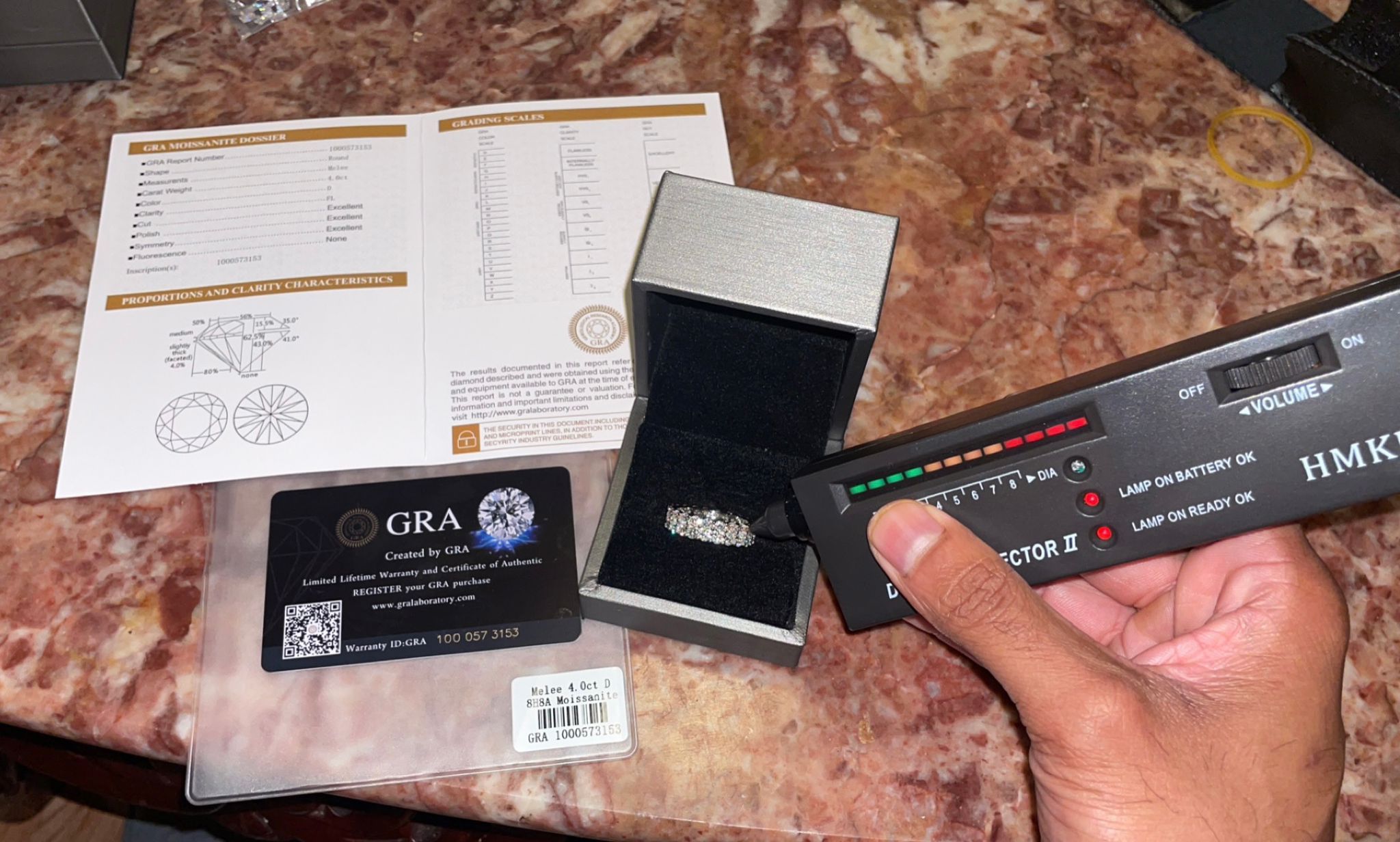 Moissiante Stones Vvs 6ct Silver Ring (PASSES DIAMOND TESTER) (ON SALE)
