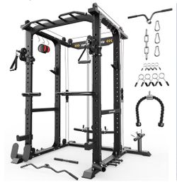 Sportsroyals Power Cage 1600lbs Power Rack with Adjustable Cable Crossover