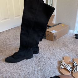 Ann Taylor Thigh High Black Suede Boots - US Size 10