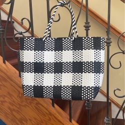 Black And white Checkered Tote Handbag Purse From Fort Lauderdale Boutique 