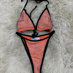 Two Piece Rave Women Small Orange
