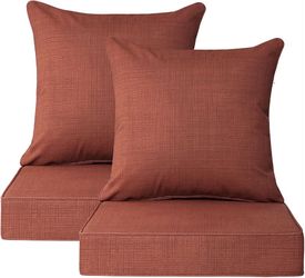 Outdoor Deep Seat & Back Cushion Set (4-Pack), 24 x 24 Inch Water Repellent and Fade Resistant Patio Furniture with Removable Cover for Outside Sofa C