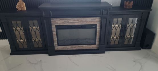 104 inch entertainment center with fireplace