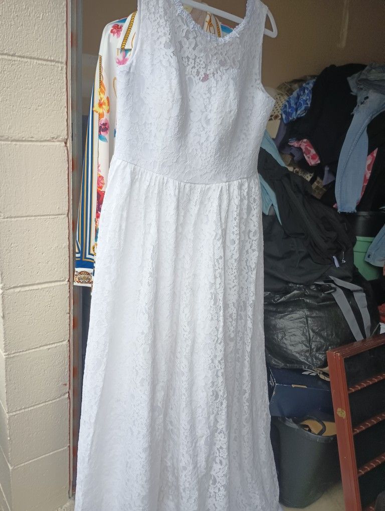 Wedding Gown Lace, Long Sz 18