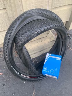 26” mountain bike tire and inner tube
