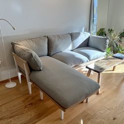 Floyd Sofa - Light Grey W/ White Legs (Like New)