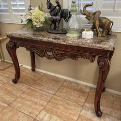 Wooden Marble Console Table