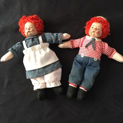 Miniature raggedy Ann & Andy porcelain face