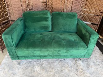 Green Velvet Tufted Loveseat Sofa