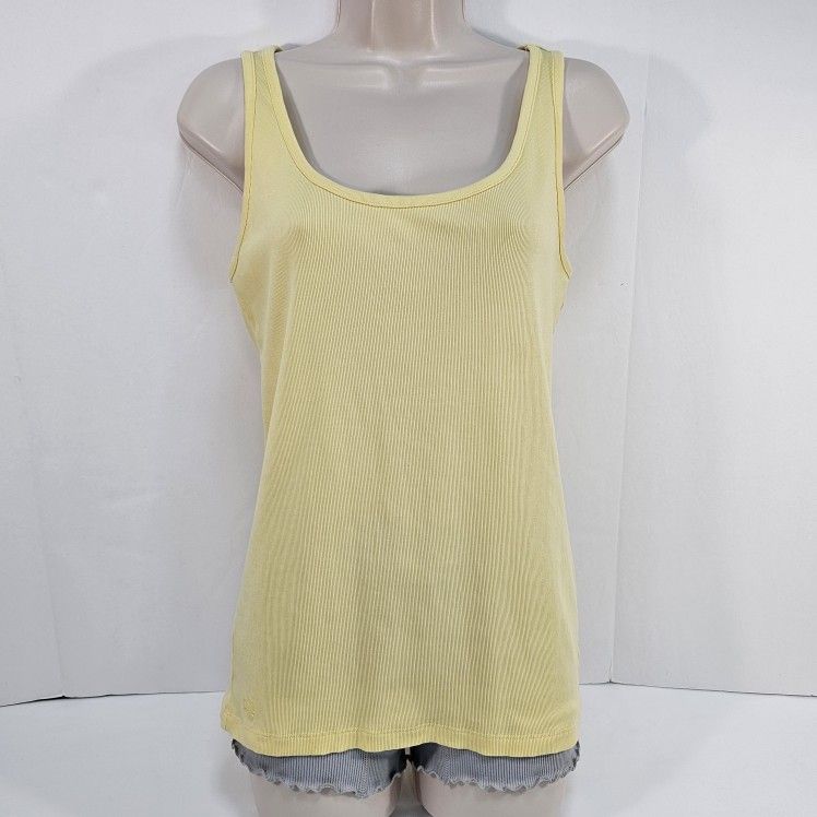 Lauren Ralph Lauren Women's Sleeveless Rib Knit Top Butter Yellow Size L