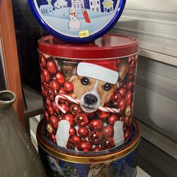 Cute Puppy Large Christmas Tin