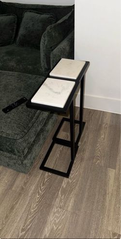 C-Shape Side Table with Marble Top