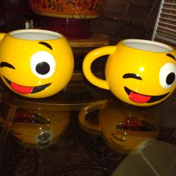 Emoji Coffee Cups , Set Of Two 