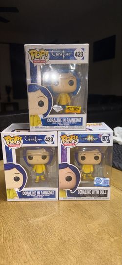 Funko Pop! Coraline Collection - Raincoat, Diamond Collection, and With Doll