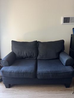 Living Spaces Navy Loveseat Couch