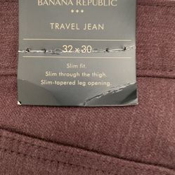 NWT Banana Republic Men’s Size 32 W x 30 L Slim Fit Travel Pant Burgundy 