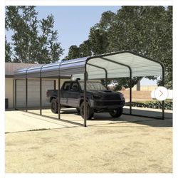  VEIKOUS 12 ft. W x 20 ft. D Carport Galvanized Steel Car Canopy and Shelter, Gray