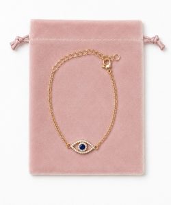 Blue Evil Eye Gold Chain Adjustable Bracelet - NEW