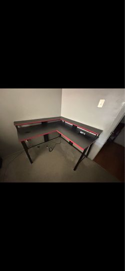 L-Shaped Gaming Desk Black and Red
